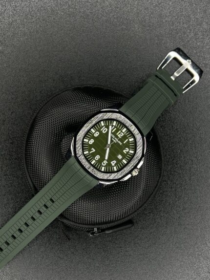 PATEK PHILLIPE AQUANAUT GREEN DIAL SILVER CASE