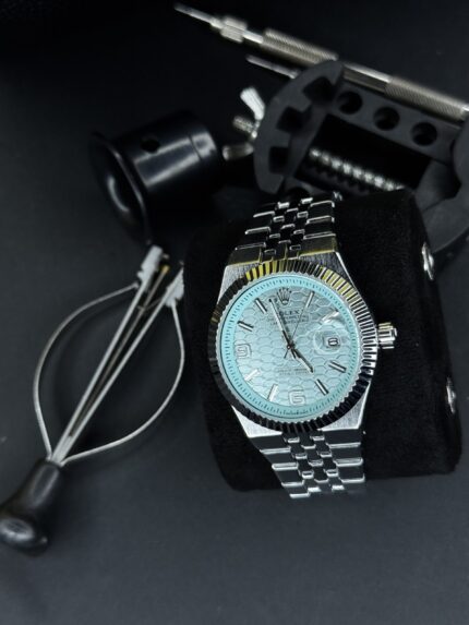 ROLEX FORMAL EDITION SILVER CHAIN AND SKY BLUE DIAL