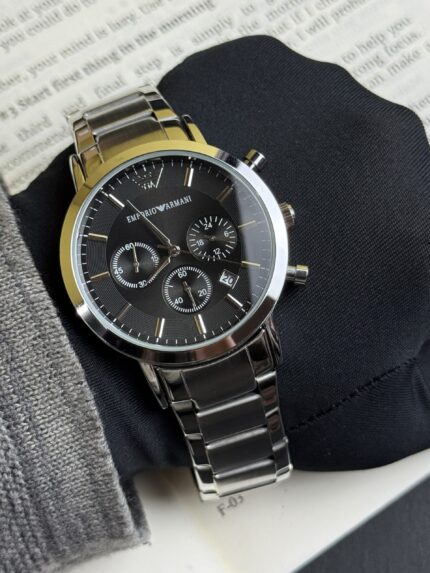 ARMANI EMPORIO FULL WHITE CHRONOGRAPH ACTIVE LUXURIOUS MEN’S WATCH.