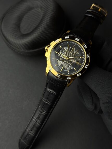 ⌚ MASERATI POTENZA AUTOMATIC SKELETON – LIMITED EDITION (BLACK LEATHER STRAP)