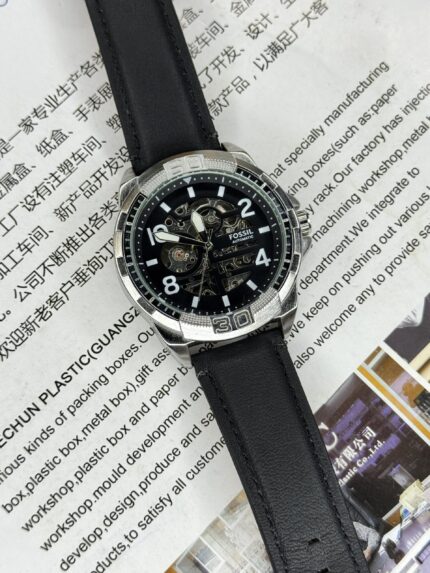 BLACK BELT AND WHITE DIAL FOSSIL AUTOMATIC LUXURIOUS MEN’S WATCH.