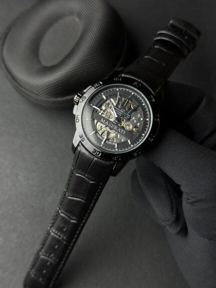 ⌚ MASERATI POTENZA AUTOMATIC SKELETON – LIMITED EDITION (BLACK LEATHER STRAP)