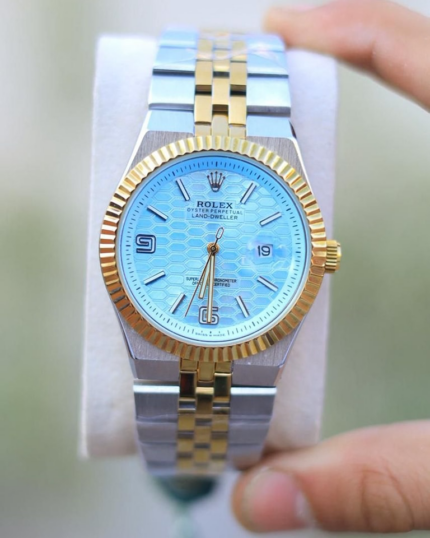ROLEX FORMAL EDITION SILVER TWOTONE CHAIN AND AKY BLUE DIAL