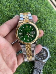 ROLEX FORMAL EDITION SILVER TWOTONE CHAIN AND GREEN DIAL