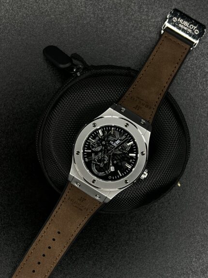 𝐇𝐮𝐛𝐥𝐨𝐭 Big Bang Spider Edition Artificial Leather Dark Brown Belt And Black Dial