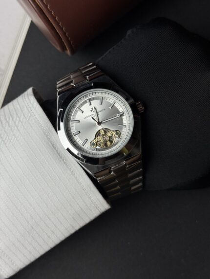 VACHERON CONSTANTIN AUTOMATIC WATCH – WHITE CHAIN WITH ROYAL WHITE DIAL 💙⌚