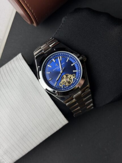 VACHERON CONSTANTIN AUTOMATIC WATCH – WHITE CHAIN WITH ROYAL BLUE DIAL 💙⌚