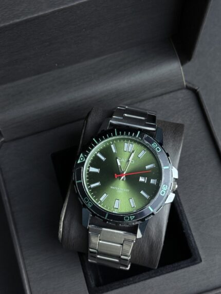 Casio Classic Diver Green Dial, Black Bezel & Silver Stainless Steel