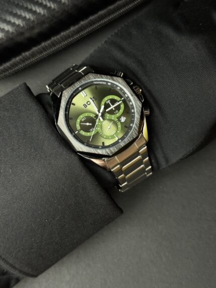 BOSS Premium Chronograph Watch – Green Dial Stainless Steel
