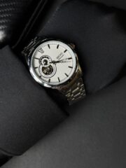 SEIKO AUTOMATIC OPEN HEART SILVER CHAIN WHAITE DIAL