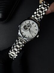 SEIKO AUTOMATIC OPEN HEART SILVER CHAIN WHAITE DIAL - Image 2