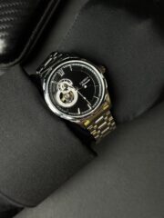 SEIKO AUTOMATIC OPEN HEART SILVER CHAIN BLACK DIAL