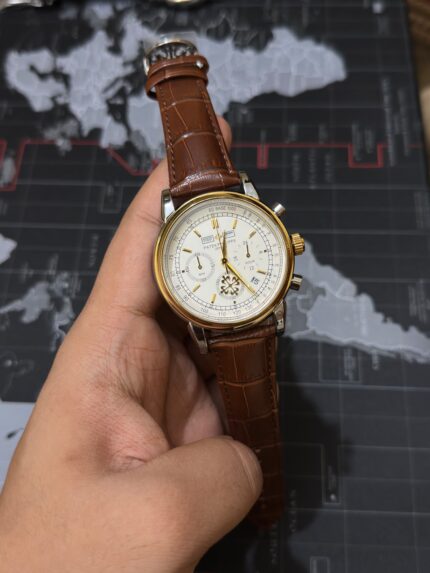 Patek Philippe Genève Chronograph Watch – White Dial | Brown Leather Strap