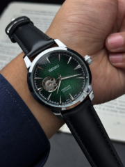 Seiko Presage Automatic Open Heart | Green Dial & Black Leather Strap - Image 2