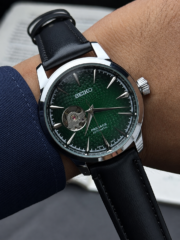 Seiko Presage Automatic Open Heart | Green Dial & Black Leather Strap