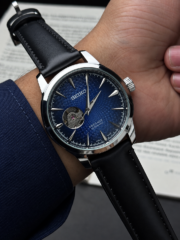 Seiko Presage Automatic Open Heart | Blue Dial & Black Leather Strap - Image 2