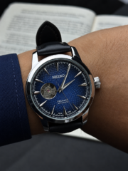 Seiko Presage Automatic Open Heart | Blue Dial & Black Leather Strap - Image 4