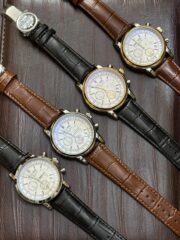Patek Philippe Genève Chronograph Watch – White Dial | Black Leather Strap - Image 2