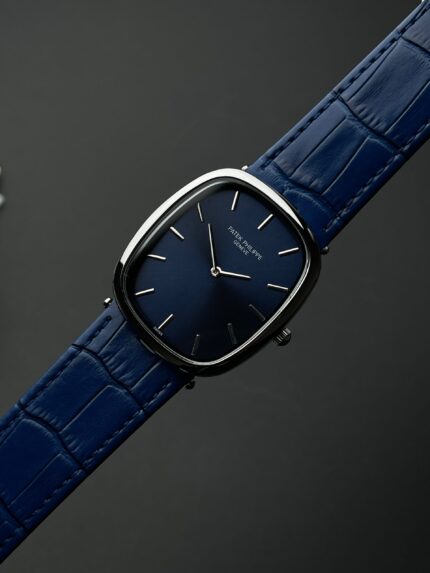 Patek Philippe Cushion Classic – Blue Sunburst Dial & Blue Leather Strap