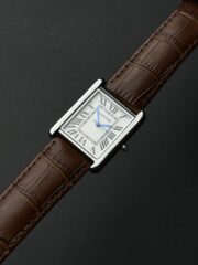 Cartier Tank Classic Leather Edition – White Dial with Brown Crocodile Pattern Leather Strap & Black-Tone Case - Image 2
