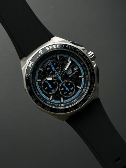 TAG Heuer Formula 1 Chronograph Style Watch – Black Dial with Blue Accents & Black Rubber Strap