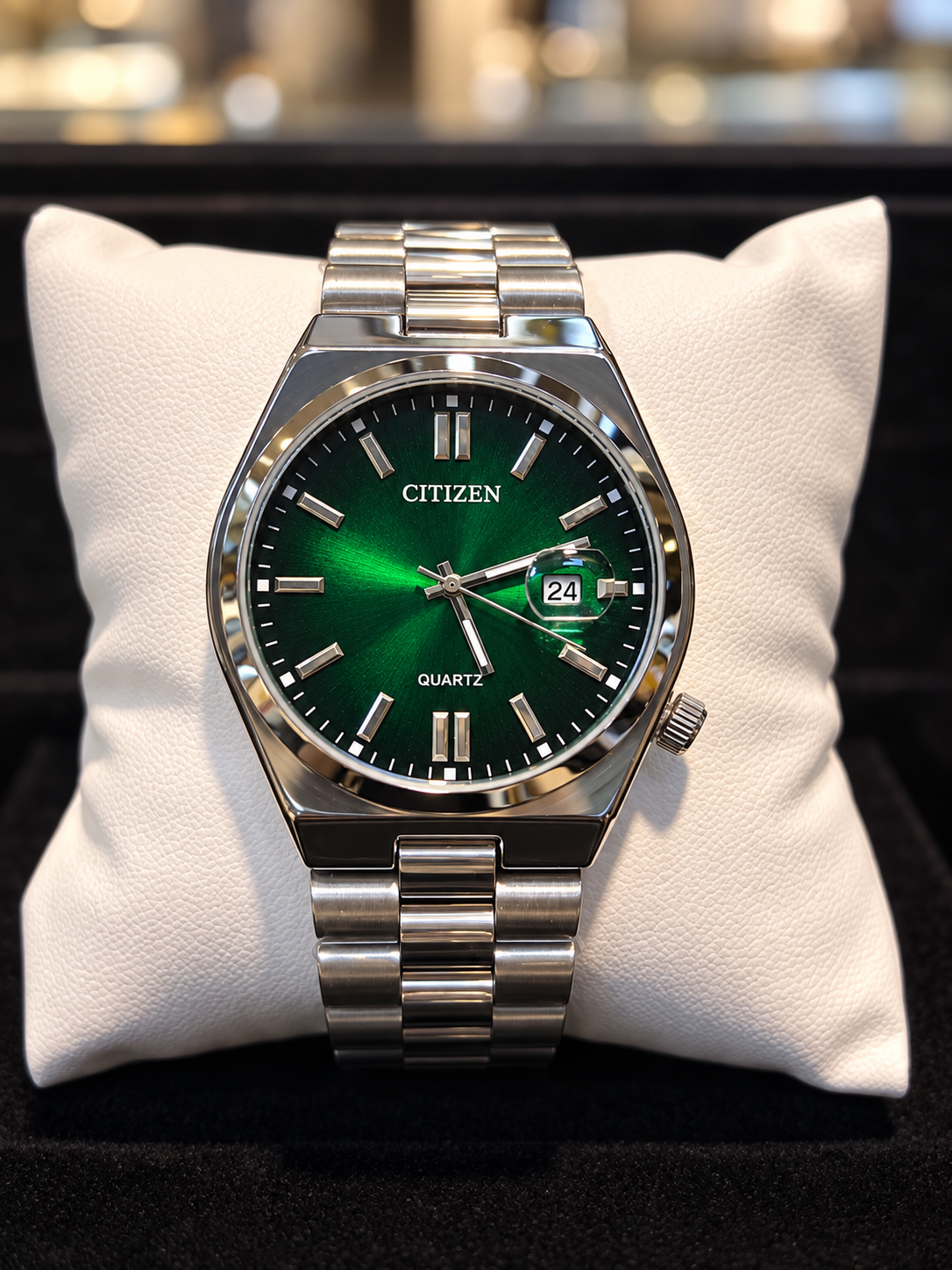 D0B35FFA-016D-42EC-BC29-08F35F57D182 CITIZEN TSUYOSA SILVER AND Green - Image 1