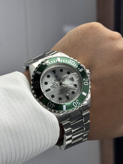 Rolex Submariner Silver Dial Green Bezel