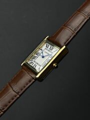 Cartier Tank Classic Leather Edition – White Dial with Brown Crocodile Pattern Leather Strap & Gold-Tone Case - Image 2