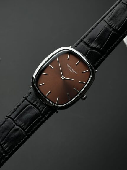 Patek Philippe Cushion Classic – Brown Dial & Black Leather Strap