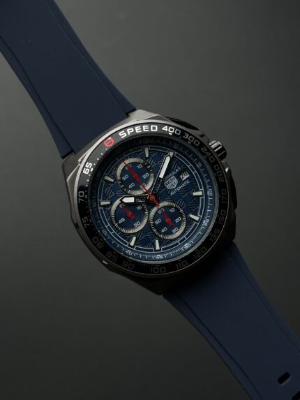 TAG Heuer Formula 1 Chronograph Style Watch – Blue Textured Dial with Blue Rubber Strap