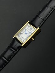 Cartier Tank Classic Leather Edition – White Dial with Black Crocodile Pattern Leather Strap & Gold-Tone Case - Image 2