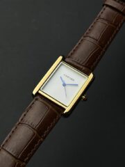 Cartier Tank Minimalist Leather Edition – White Dial with Brown Crocodile Pattern Leather Strap & Gold-Tone Case - Image 2