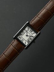 Cartier Tank Classic Leather Edition – White Dial with Brown Crocodile Pattern Leather Strap & Black-Tone Case